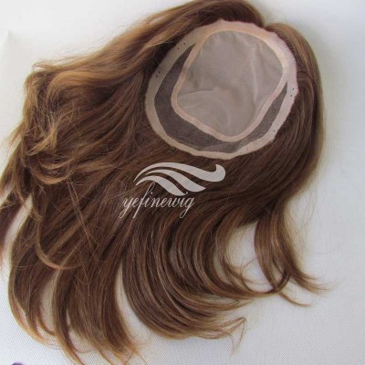 Yefinewig human hair piece human hair lace with pu  toupee for women