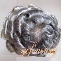 8 inches short Gray mix Hair men wig